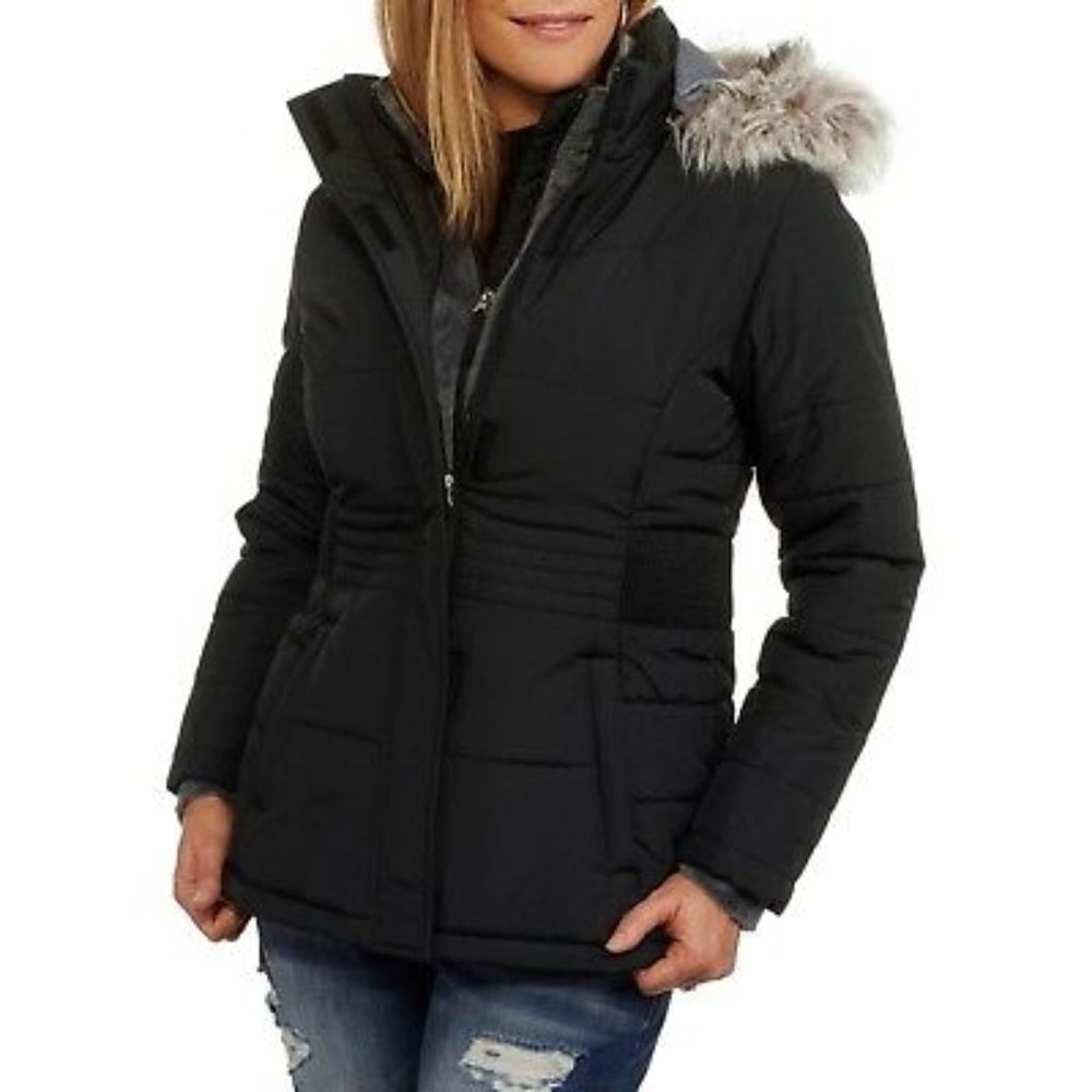 Free Tech Puffer Coat With Faux Fur Trim
